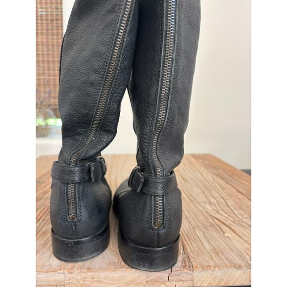 J.Crew Emmett Tall Riding Pebbled Leather Boots black Size 9 - Picture 2 of 7
